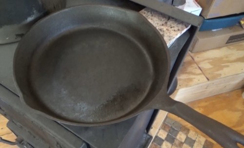 Cast iron frying pan fully restored and seasoned