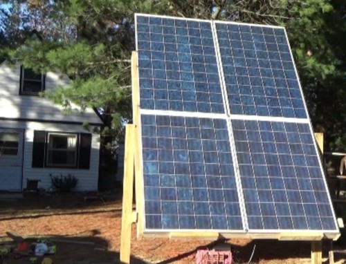 Adjustable solar panel rack with 870 Watts of solar panels