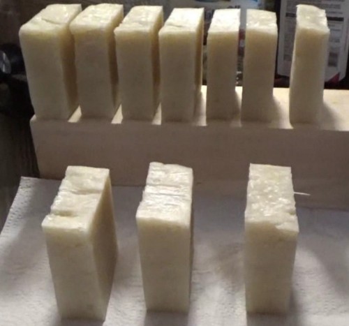 Finished and cut bars of soap