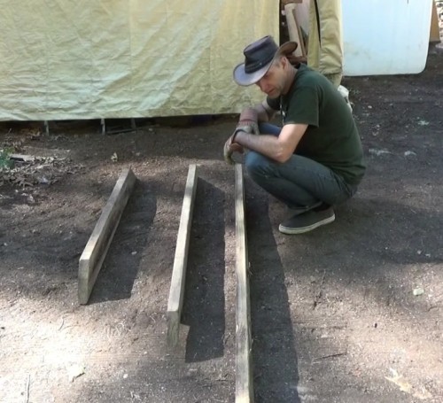 Laying out materials for the saw buck