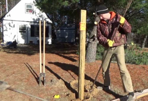 Setting solar panel rack posts in the ground