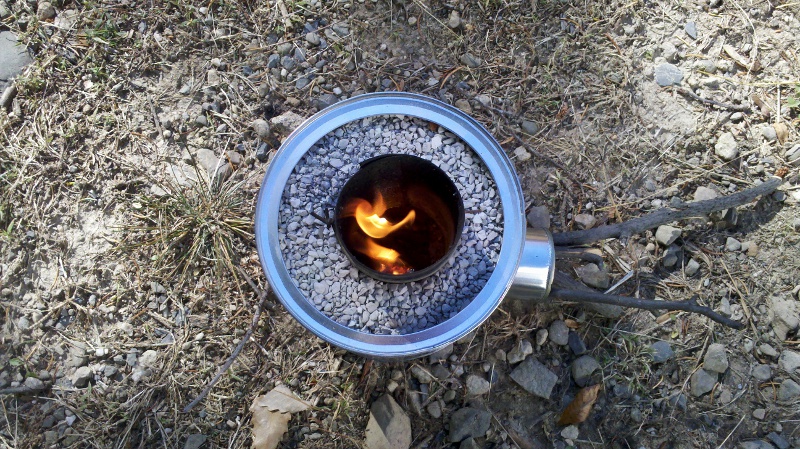 Using a home made rocket stove