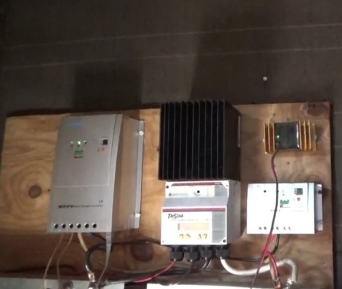 Off grid tiny house solar power chargers and controls