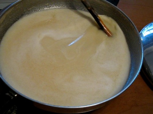 Soap mixture is starting to look like creamy soup