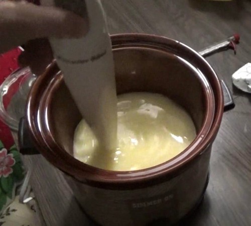 Use stick blender to speed up soap making process