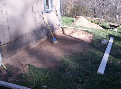 The first step is to dig a level foundation