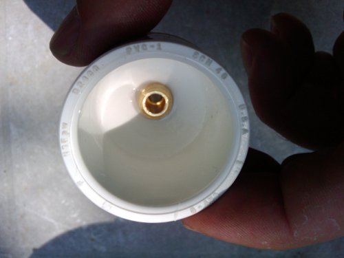 Glue inside of brass fitting threads