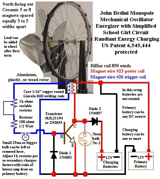 Radiant Energy Battery Restoring Circuit